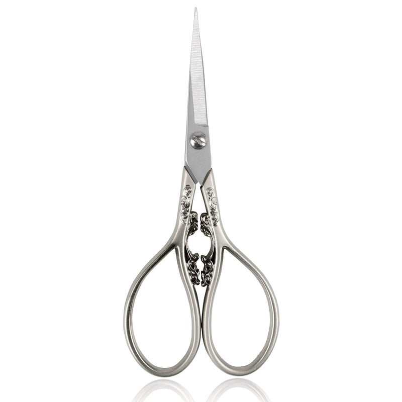 BIHRTC 4.33 Inches Vintage European Style Stainless Steel Auspicious Clouds Scissors for Needlework, Embroidery, Sewing, Craft, Art Work & Everyday Use (Light Grey) - Image 1